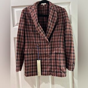 NWT Boglioli Milano Italian Double-Breasted Checked Blazer Multicolor Size 40